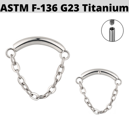 G23 Titanium Internally Threaded Chain Curved Bar Top