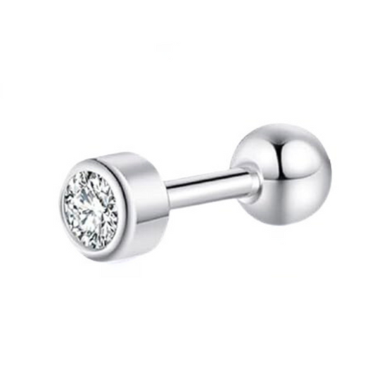 Bezel Set Flat CZ Tragus Cartilage Barbell