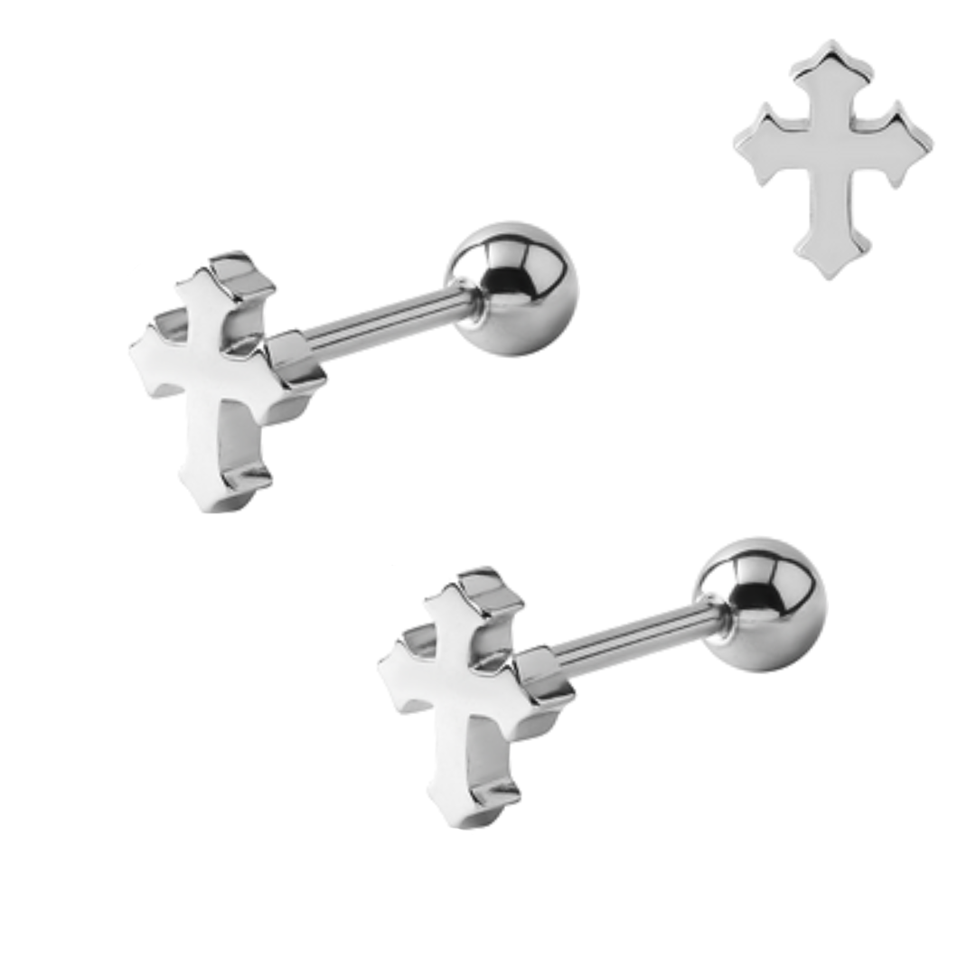 Steel Gothic Cross Tragus Barbell