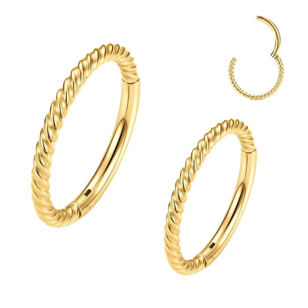 Gold Steel Braided Twisted Rope Ion Plated Hinged Clicker