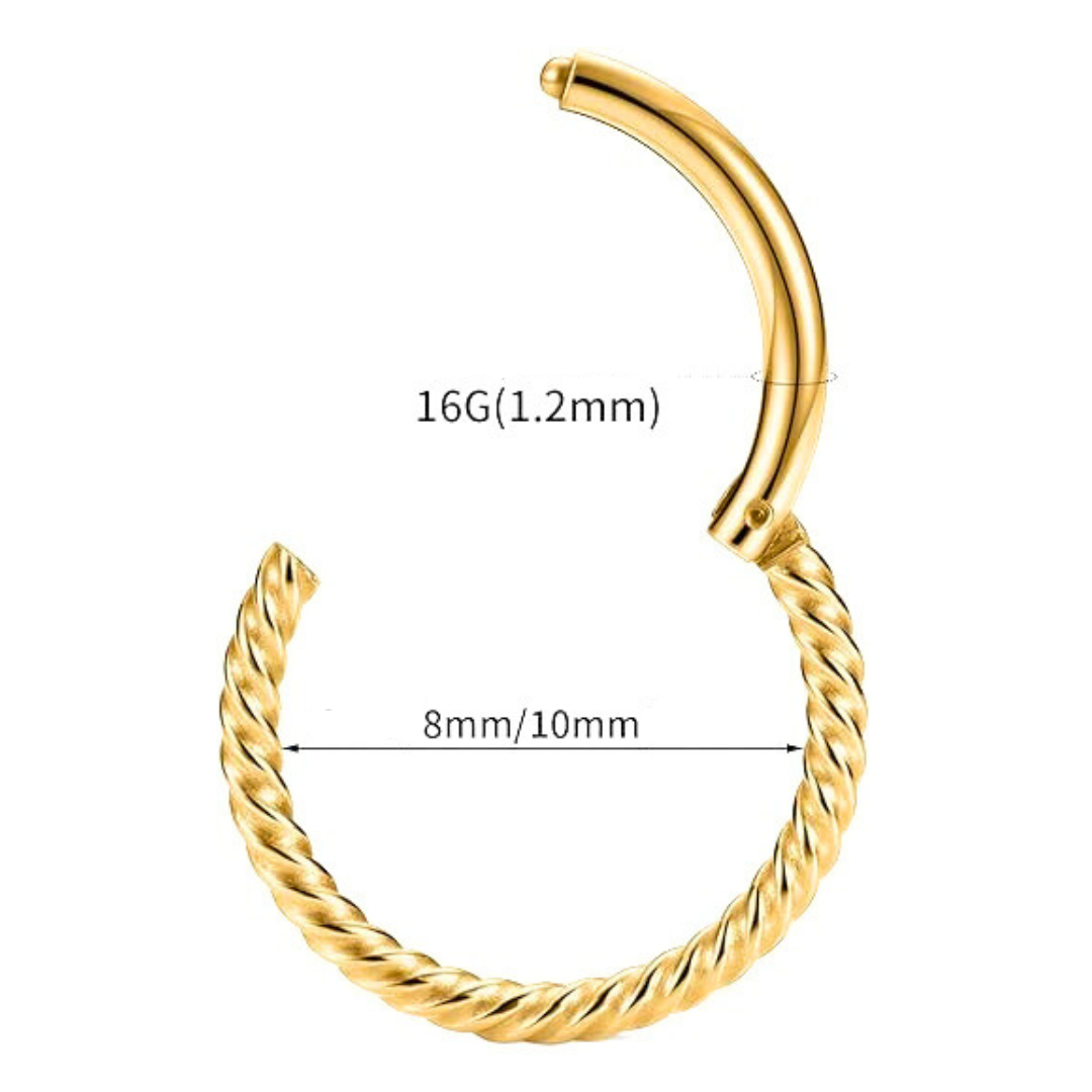 Gold Steel Braided Twisted Rope Ion Plated Hinged Clicker
