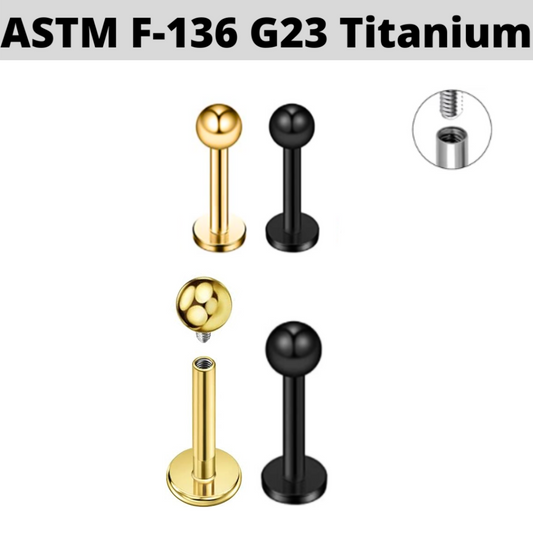 G23 PVD Titanium Internally Threaded Ball Labret