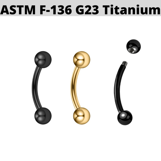 G23 PVD Titanium Ball Curved Barbell
