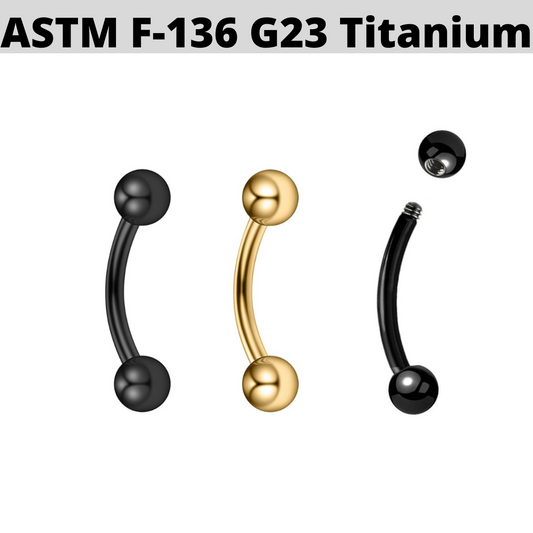 G23 PVD Titanium Ball Eyebrow Curved Barbell