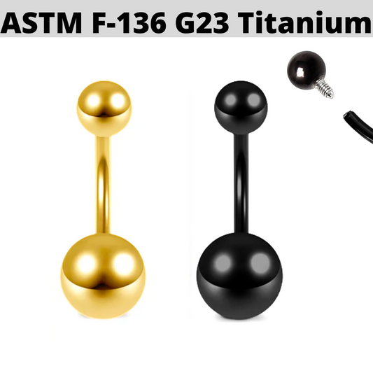 G23 PVD Titanium Internally Threaded Ball Belly Ring