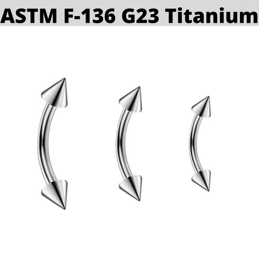 G23 16G Titanium Spike Cone Eyebrow Curved Barbell