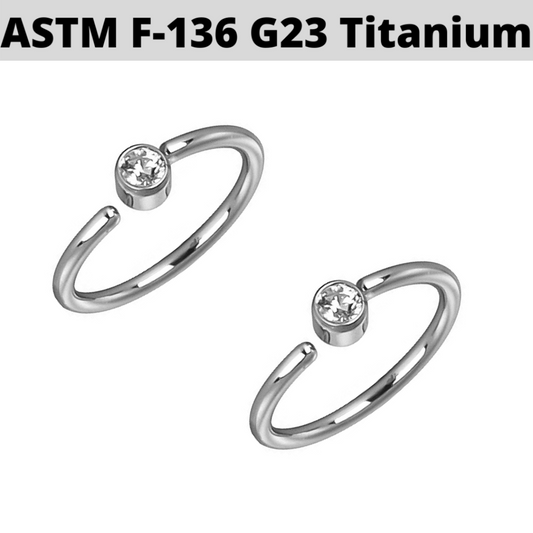 G23 Titanium Bezel Set CZ End Nose Hoop