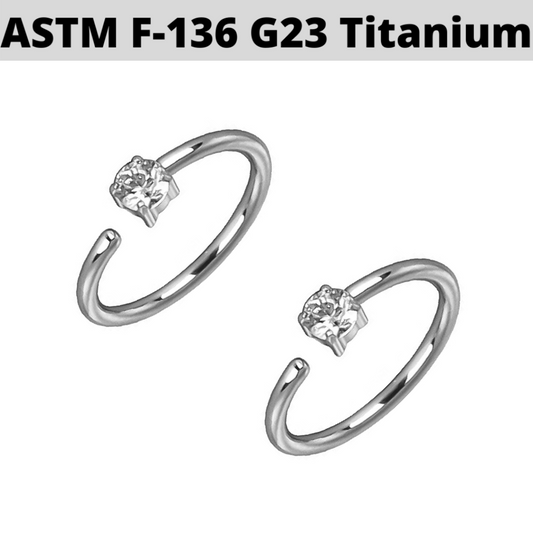 G23 Titanium Prong Set CZ End Nose Hoop