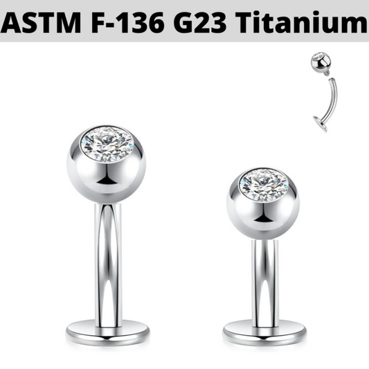 G23 Titanium Internally Threaded CZ Floating Belly Ring