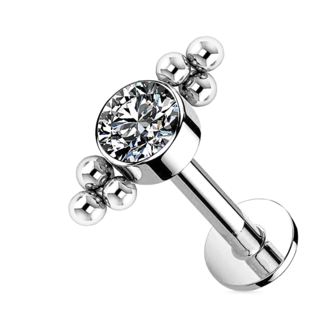 G23 Titanium Threadless Push In CZ 6 Beads Labret