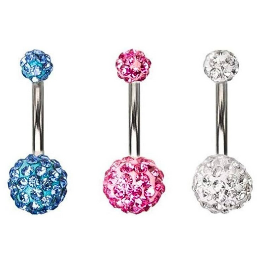 Steel Double Ferido Multi CZ Belly Ring