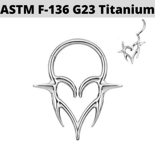 G23 Titanium Tribal Heart Hinged Clicker