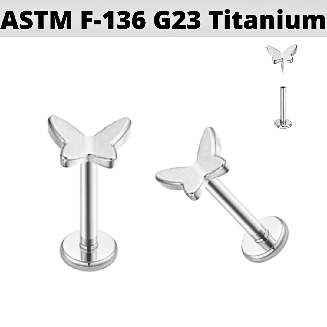 G23 Titanium Threadless Push In 3D Butterfly Labret – APM