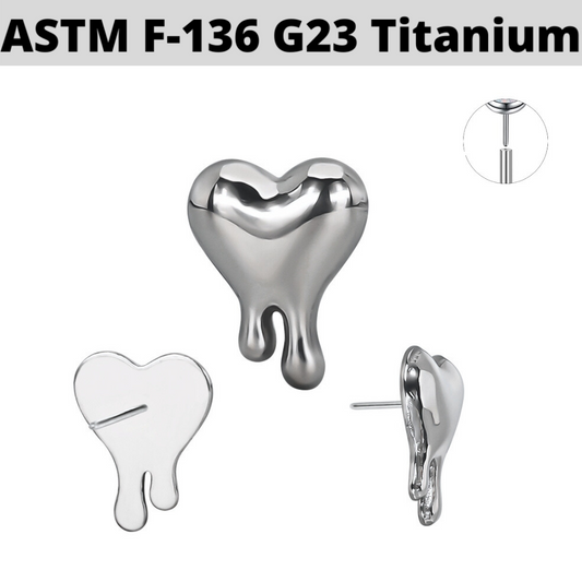 G23 Titanium Threadless Push In Melting Heart Top