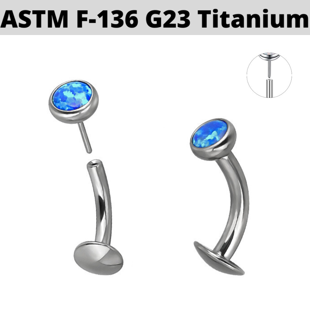 G23 Titanium Threadless Push In Opal Floating Belly Ring