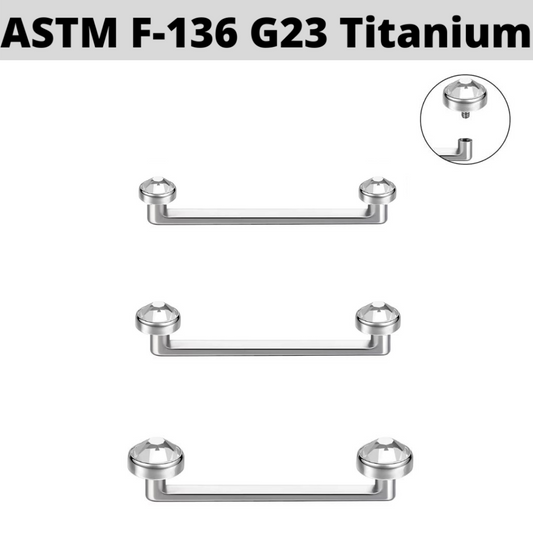G23 Internally Threaded Titanium Staple Flat Surface Barbell with Flat CZ