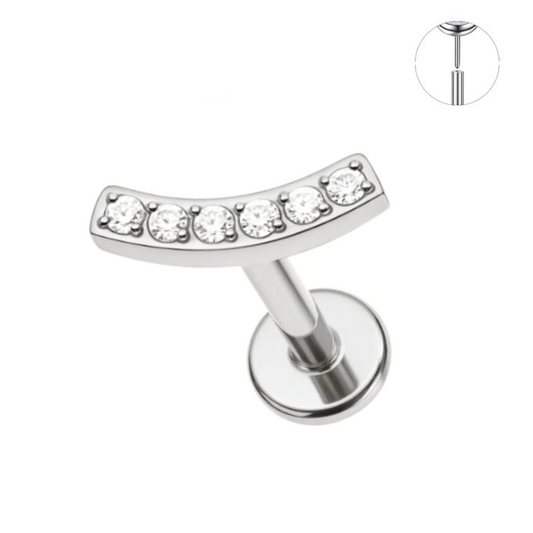 Steel Threadless Push In Curved Bar CZ Tragus Labret