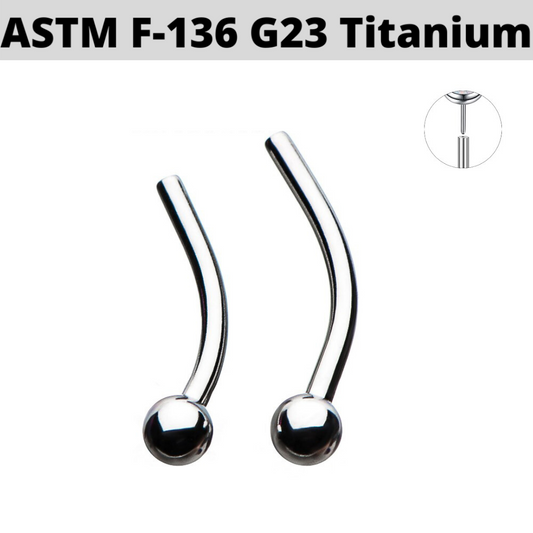 G23 Titanium Threadless Push In Curved Barbell Shaft with Fixed Ball