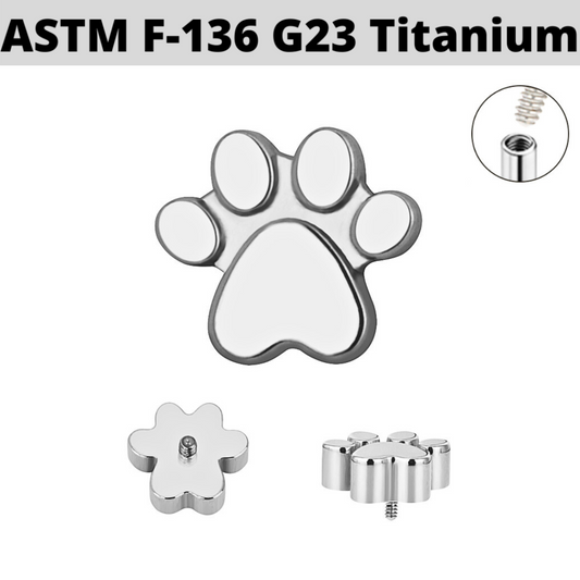 G23 Titanium Internally Threaded Animal Paw Top
