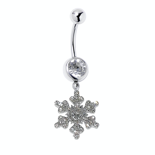 CZ Paved Snowflake Dangle Belly Ring