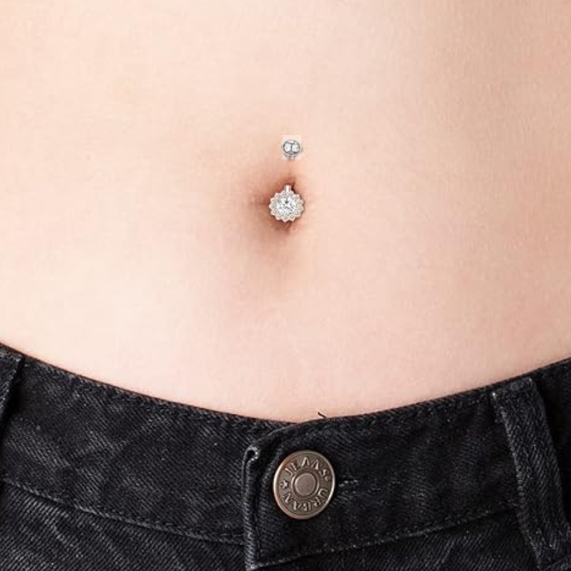 CZ Paved Daisy Flower Belly Ring