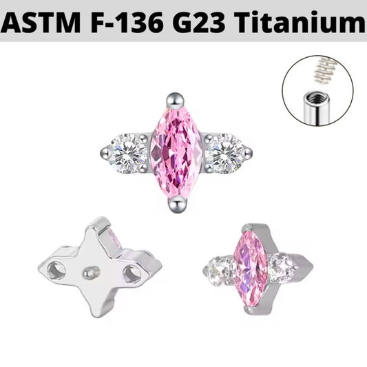 G23 Titanium Internally Threaded Marquise with CZ Top