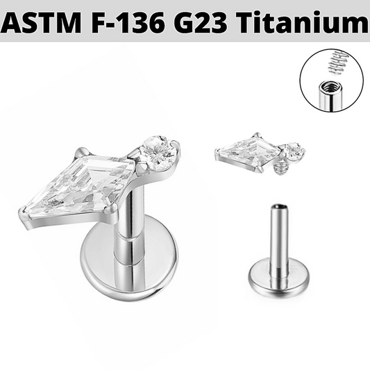 G23 Titanium Internally Threaded Pointed Kite CZ Labret