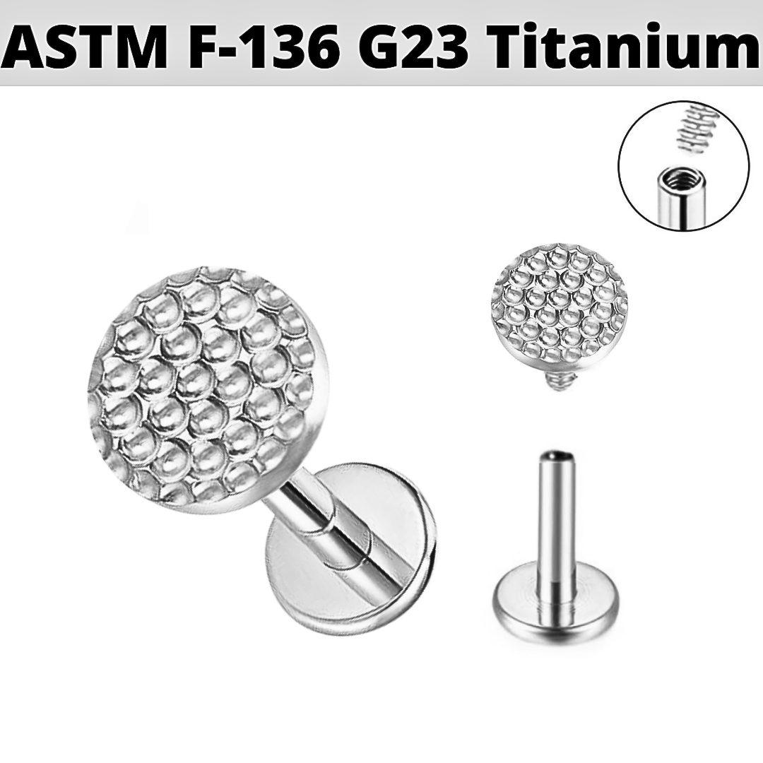 G23 Titanium Internally Threaded Hammered Circle Disc Labret