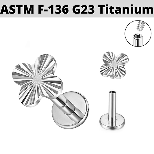 G23 Titanium Internally Threaded Radiant Clover Labret
