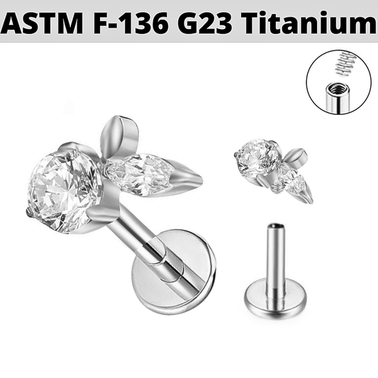 G23 Titanium Internally Threaded CZ Apple Labret
