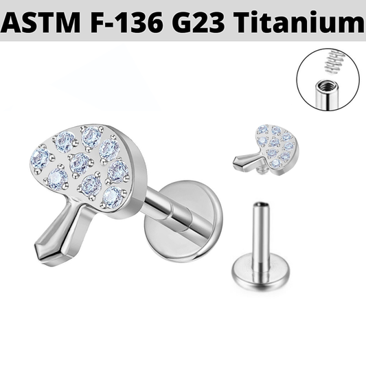 G23 Titanium Internally Threaded CZ Mushroom Labret