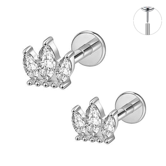 Steel Threadless Push In Marquise CZ Crown Tragus Labret