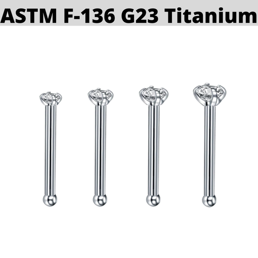 G23 Titanium Prong Set CZ Steel Nose Stud