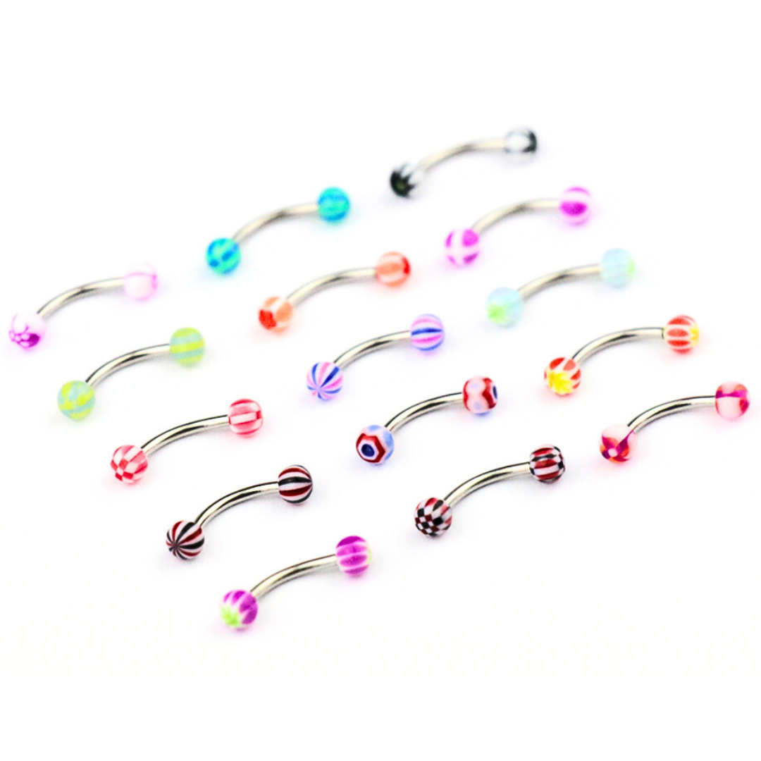Assorted Styles Acrylic Ball Curved Barbell