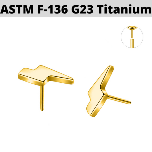 G23 Gold PVD Titanium Threadless Push In Lightning Bolt Top