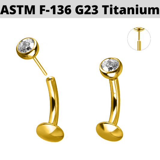 G23 PVD Titanium Threadless Push In CZ Floating Belly Ring