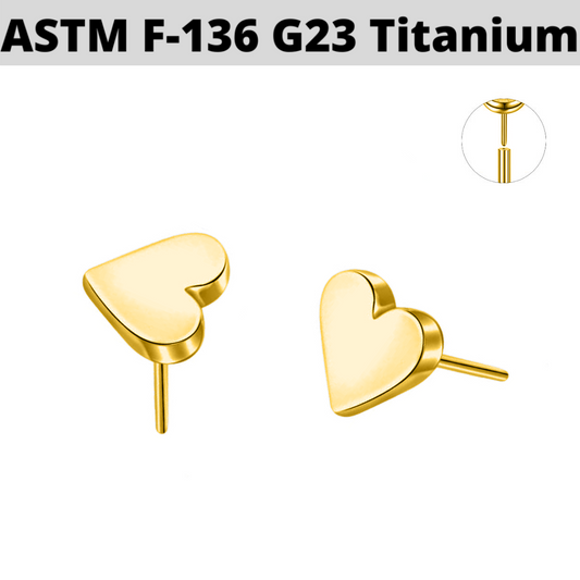 G23 Gold PVD Titanium Threadless Push In Heart Top