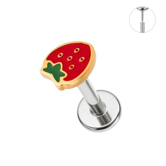 Steel Threadless Push In Strawberry Tragus Labret