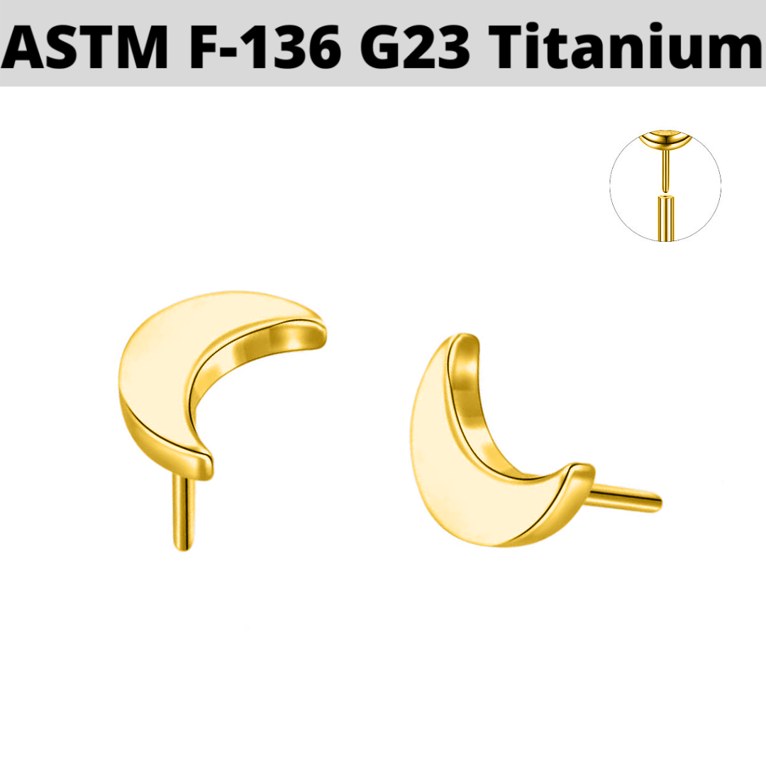 G23 Gold PVD Titanium Threadless Push In Moon Top