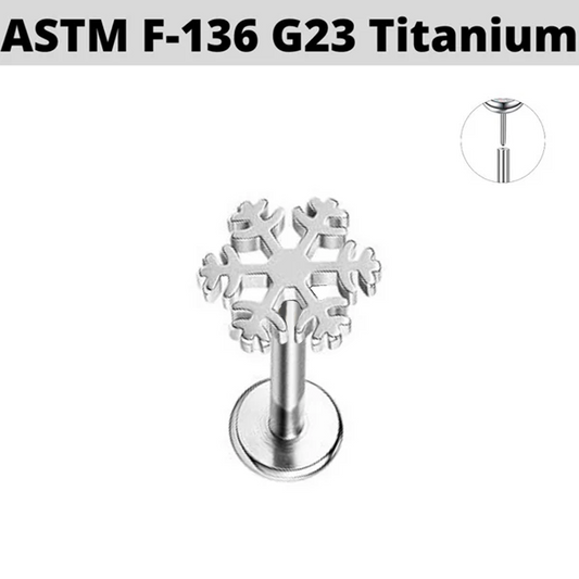 G23 Titanium Threadless Push In Snowflake Labret