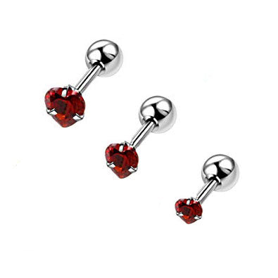 Prong Set CZ Heart Helix Tragus Barbell