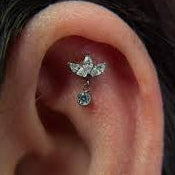 Steel Threadless Push In 3 Marquise Fan Dangle Crystal Bead Tragus Labret