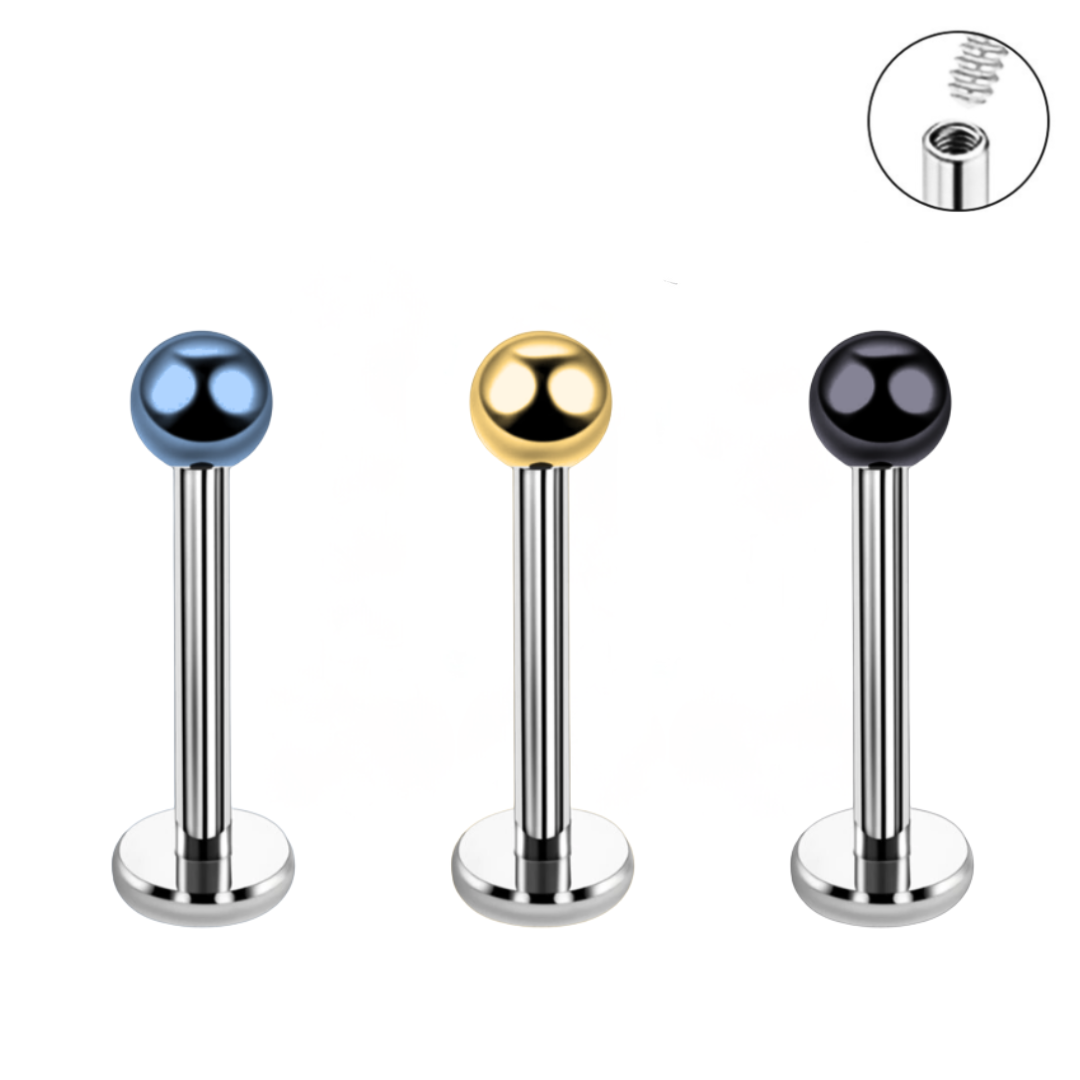 16G Internally Threaded 2mm Top Ion Plated Ball Labret