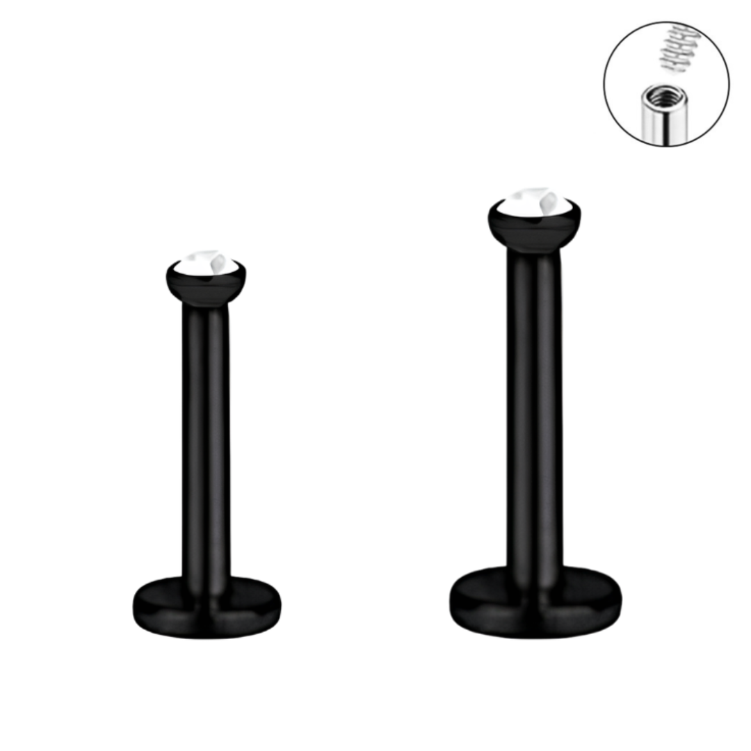 Ion Plated Internally Threaded Flat CZ Labret