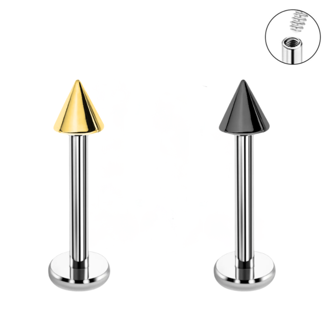 16G Internally Threaded 2mm Top Spike Ion Plated Labret