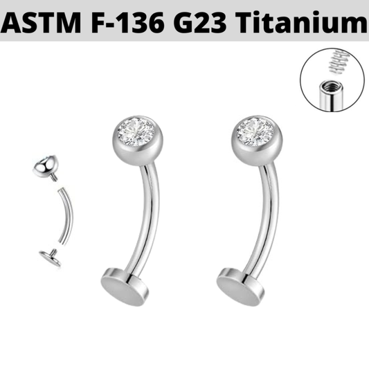 G23 Titanium Internally Threaded CZ Floating Belly Ring