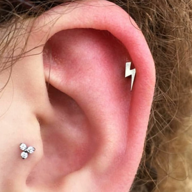 G23 Titanium Threadless Push In Lightning Bolt Labret Tragus