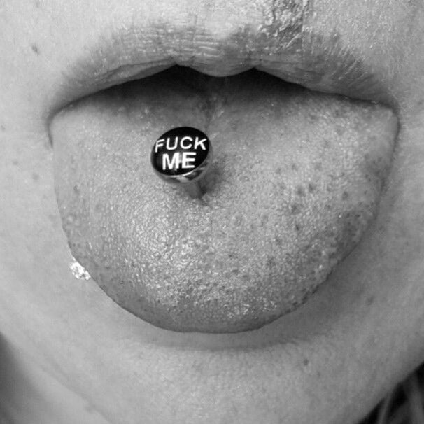 Highway 420 Flat Top Logo Tongue Ring