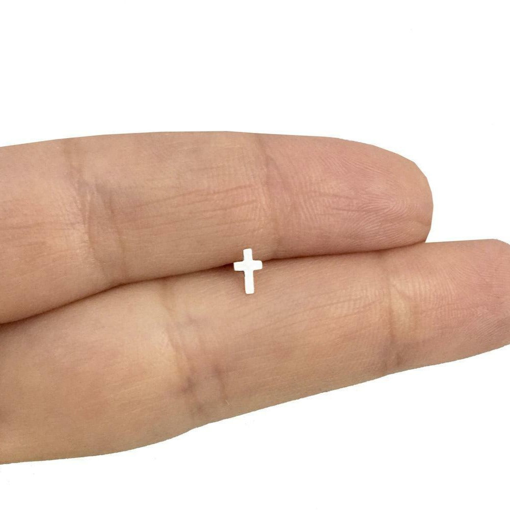 16G Steel Cross Internally Threaded Tragus Labret