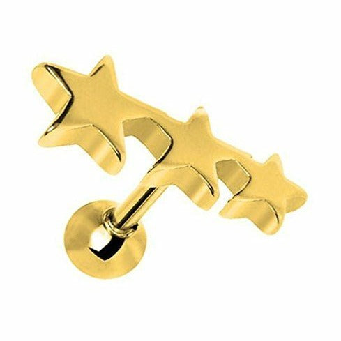 Ion Plated Triple Star Tragus Barbell